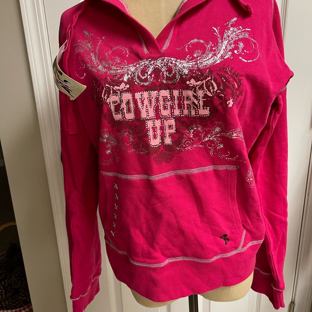 NWT “Cowgirl Up” pink hoodie-size L